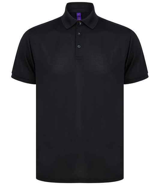 Henbury Recycled Polyester Piqué Polo Shirt - Black