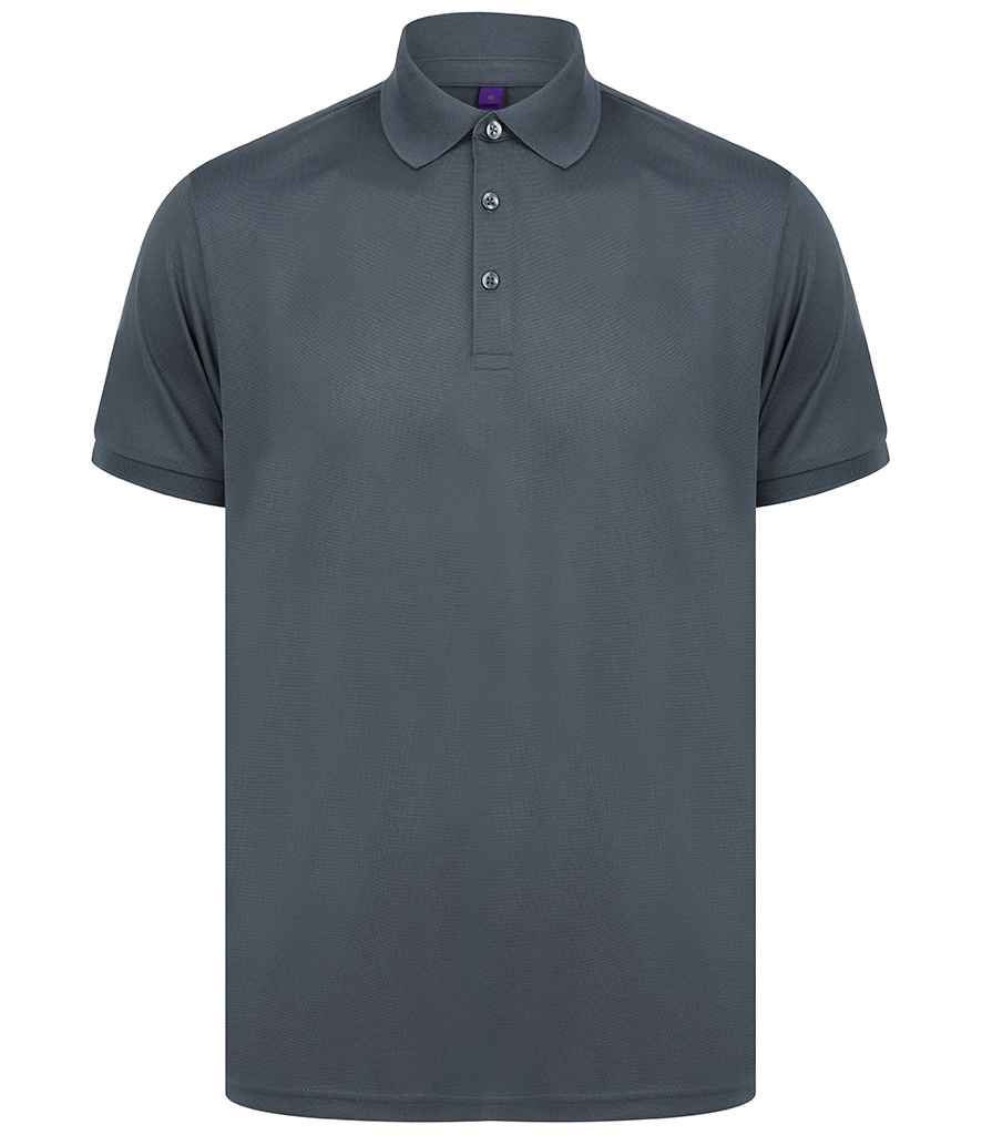 Henbury Recycled Polyester Piqué Polo Shirt in Charcoal