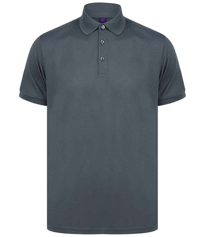 Henbury Recycled Polyester Piqué Polo Shirt in Charcoal