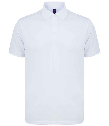 Henbury Recycled Polyester Piqué Polo Shirt in White