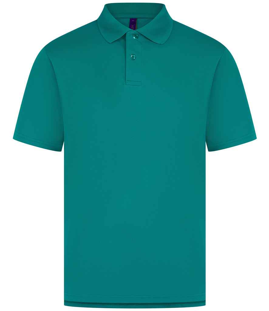 Henbury Coolplus® Wicking Piqué Polo Shirt in Bright Jade