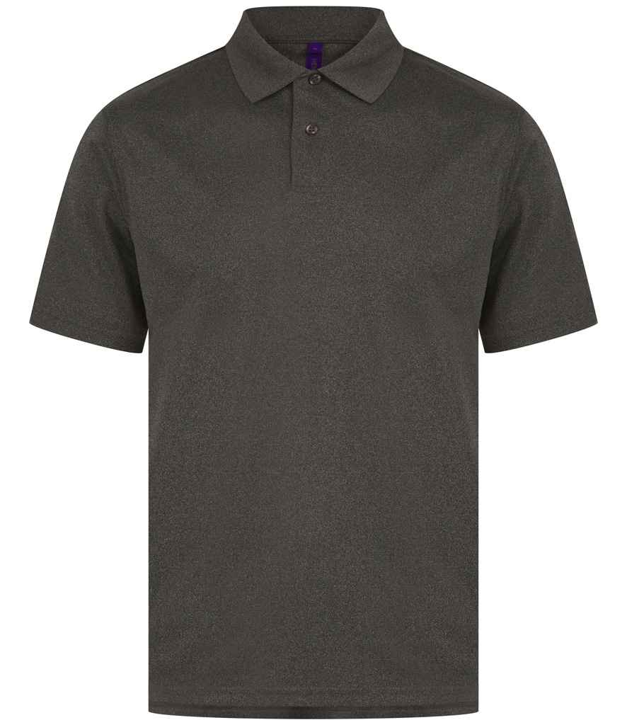 Henbury Henbury Coolplus® Wicking Piqué Polo Shirt Heather Charcoal