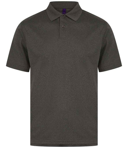 Henbury Henbury Coolplus® Wicking Piqué Polo Shirt Heather Charcoal