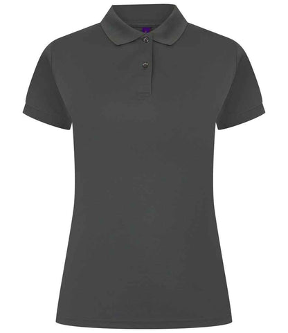Henbury Henbury Ladies Coolplus® Wicking Piqué Polo Shirt Charcoal