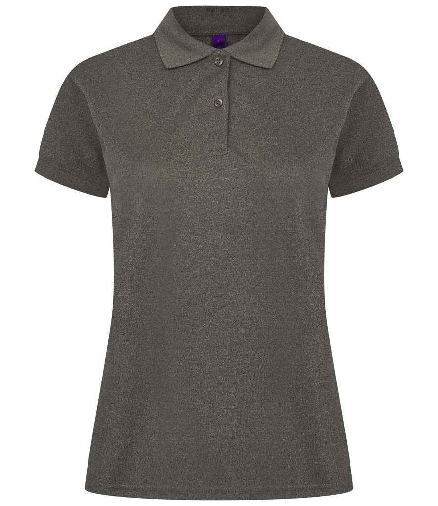 Henbury Henbury Ladies Coolplus® Wicking Piqué Polo Shirt Heather Charcoal