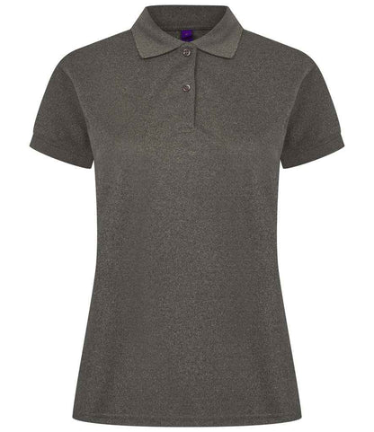 Henbury Henbury Ladies Coolplus® Wicking Piqué Polo Shirt Heather Charcoal