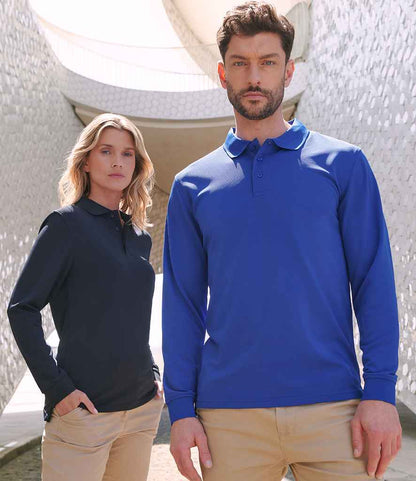Henbury Henbury Unisex Long Sleeve Coolplus® Piqué Polo Shirt Navy