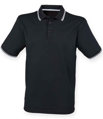 Henbury Henbury Coolplus® Tipped Polo Shirt Black/White