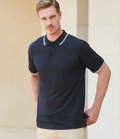 Henbury Henbury Coolplus® Tipped Polo Shirt Navy/White