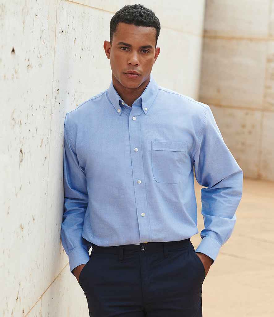Henbury Henbury Long Sleeve Classic Oxford Shirt Blue