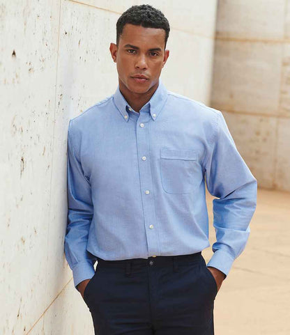 Henbury Henbury Long Sleeve Classic Oxford Shirt Blue