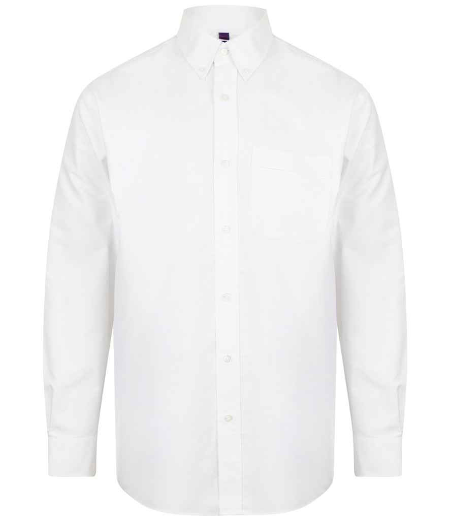 Henbury Long Sleeve Classic Oxford Shirt in White