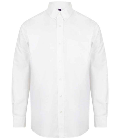 Henbury Long Sleeve Classic Oxford Shirt in White
