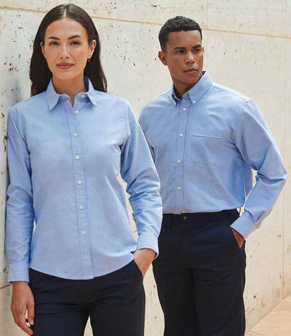 Henbury Ladies Long Sleeve Classic Oxford Shirt - model image