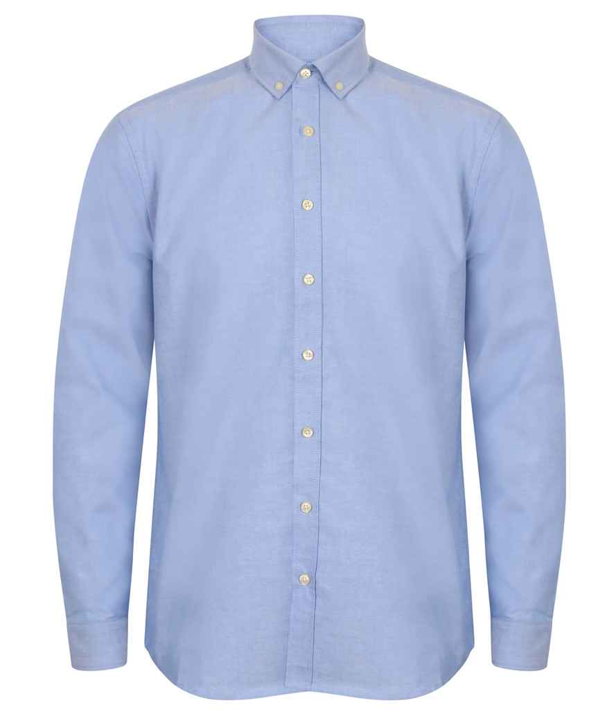 Henbury Henbury Modern Long Sleeve Classic Fit Oxford Shirt Blue