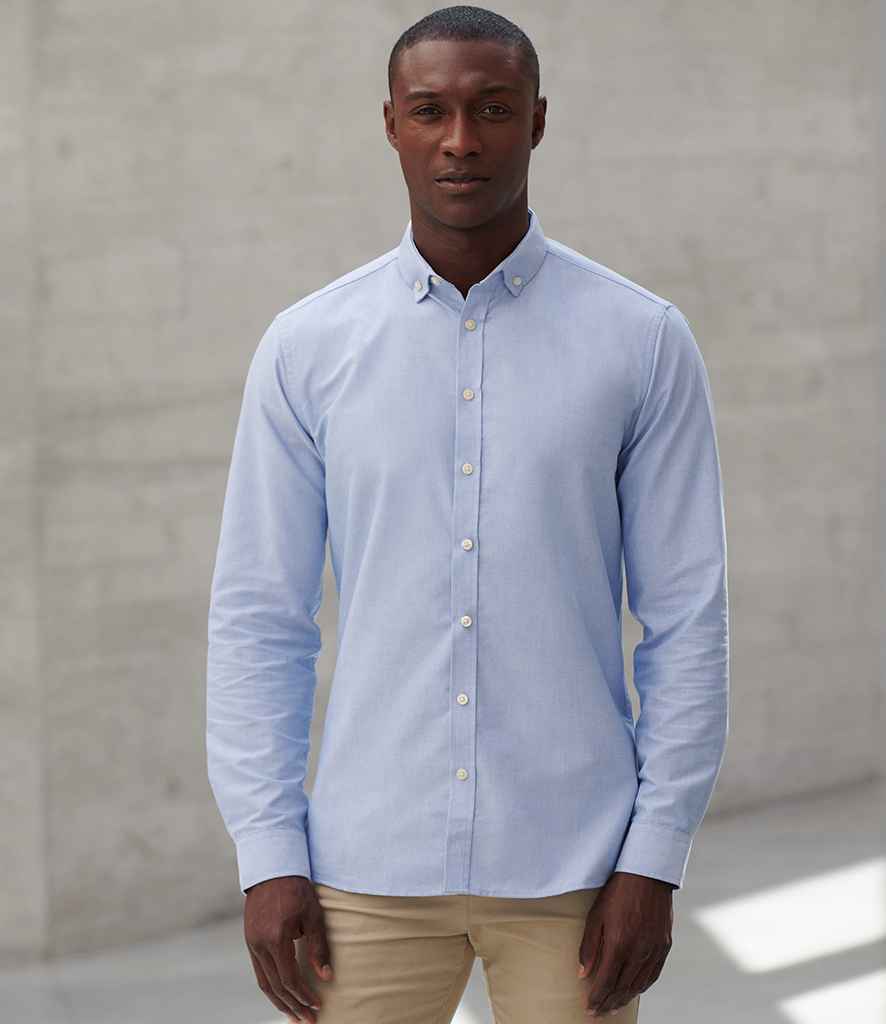 Henbury Henbury Modern Long Sleeve Regular Fit Oxford Shirt Blue