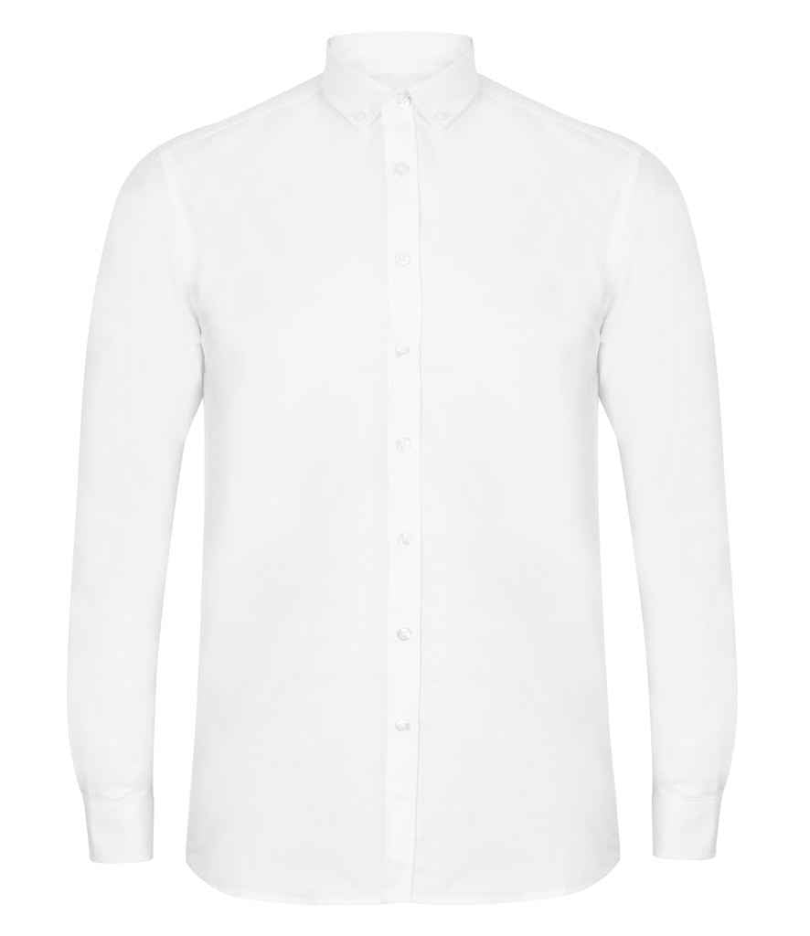 Henbury Henbury Modern Long Sleeve Regular Fit Oxford Shirt White