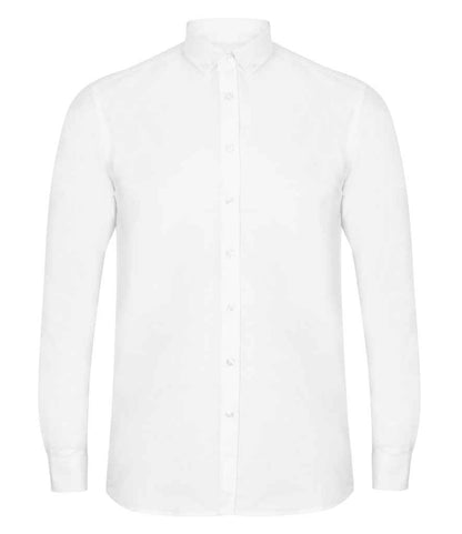 Henbury Henbury Modern Long Sleeve Regular Fit Oxford Shirt White