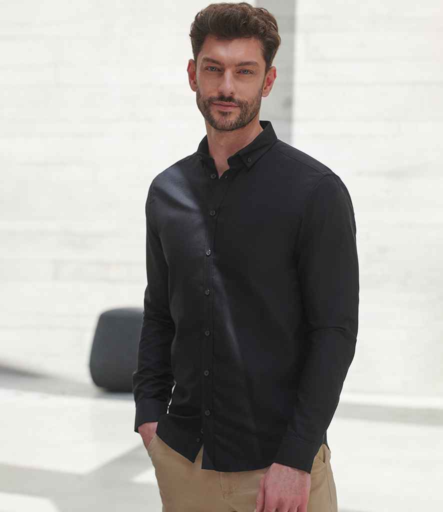 Henbury Henbury Modern Long Sleeve Slim Fit Oxford Shirt
