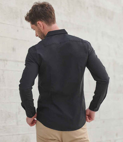 Henbury Modern Long Sleeve Slim Fit Oxford Shirt - model image