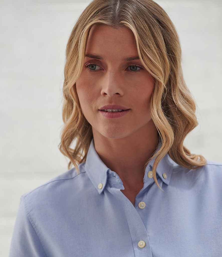Henbury Henbury Ladies Modern Long Sleeve Regular Fit Oxford Shirt Blue