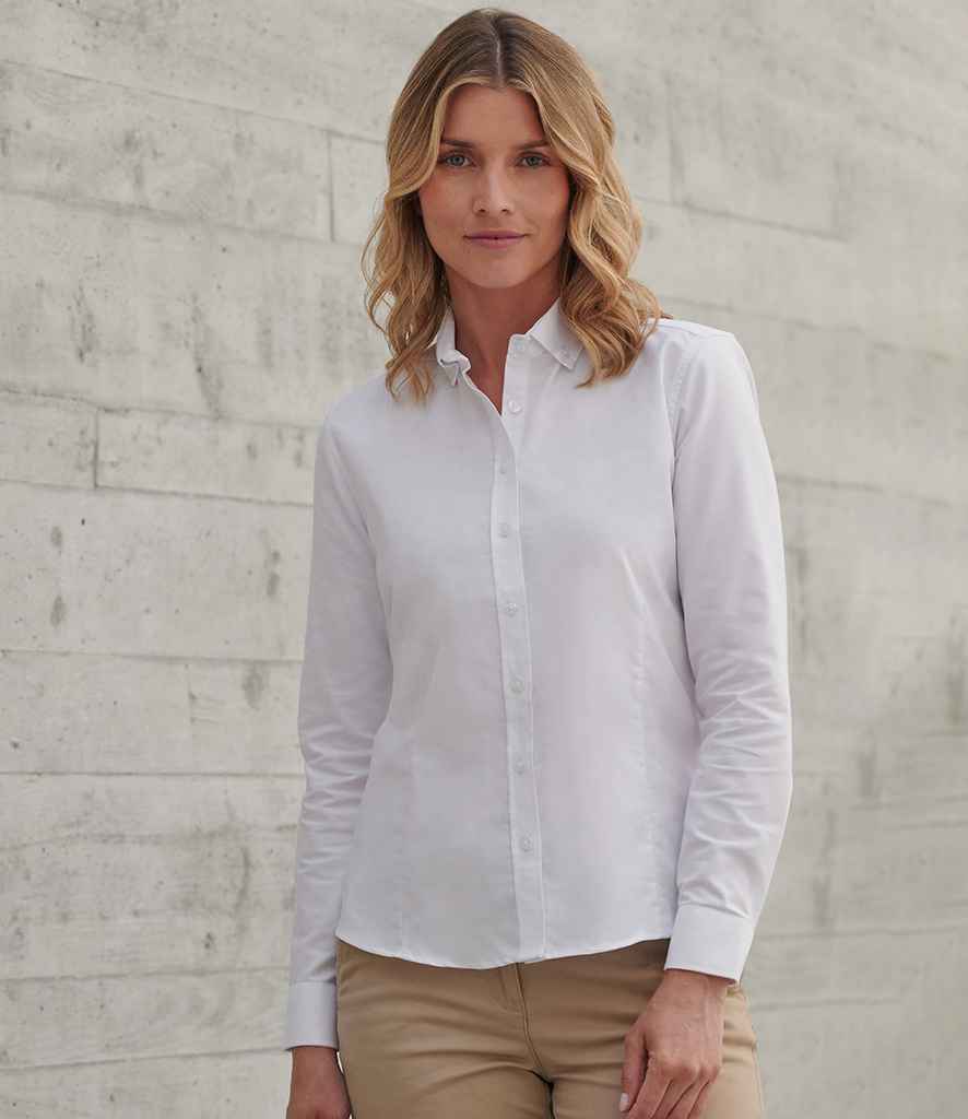 Henbury Henbury Ladies Modern Long Sleeve Regular Fit Oxford Shirt White