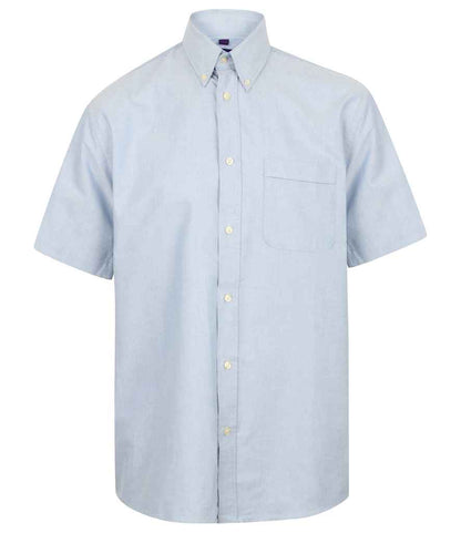 Henbury Henbury Short Sleeve Classic Oxford Shirt Blue