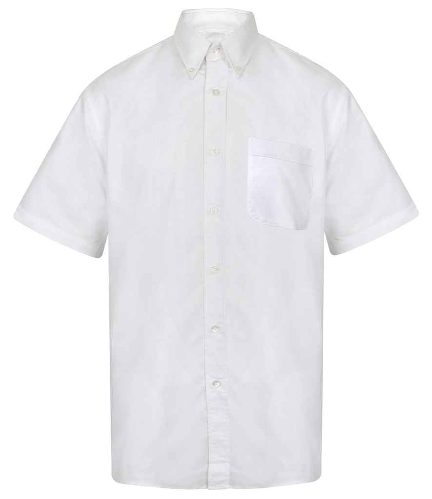 Henbury Short Sleeve Classic Oxford Shirt in White