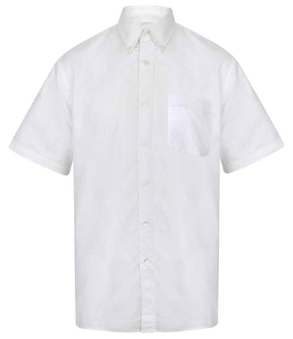 Henbury Short Sleeve Classic Oxford Shirt in White