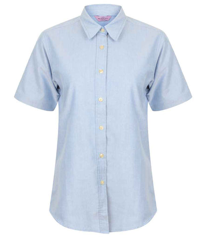 Henbury Henbury Ladies Short Sleeve Classic Oxford Shirt Blue