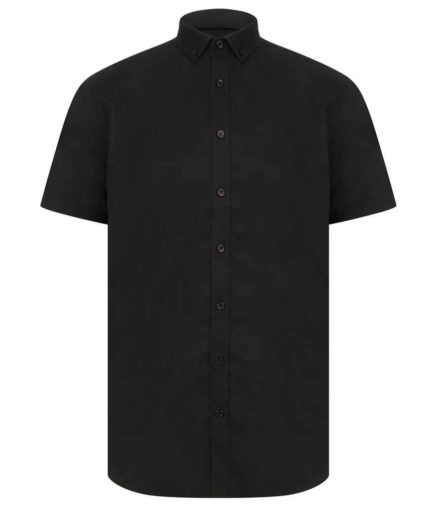 Henbury Henbury Modern Short Sleeve Regular Fit Oxford Shirt Black