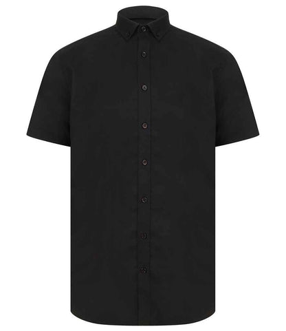 Henbury Henbury Modern Short Sleeve Regular Fit Oxford Shirt Black