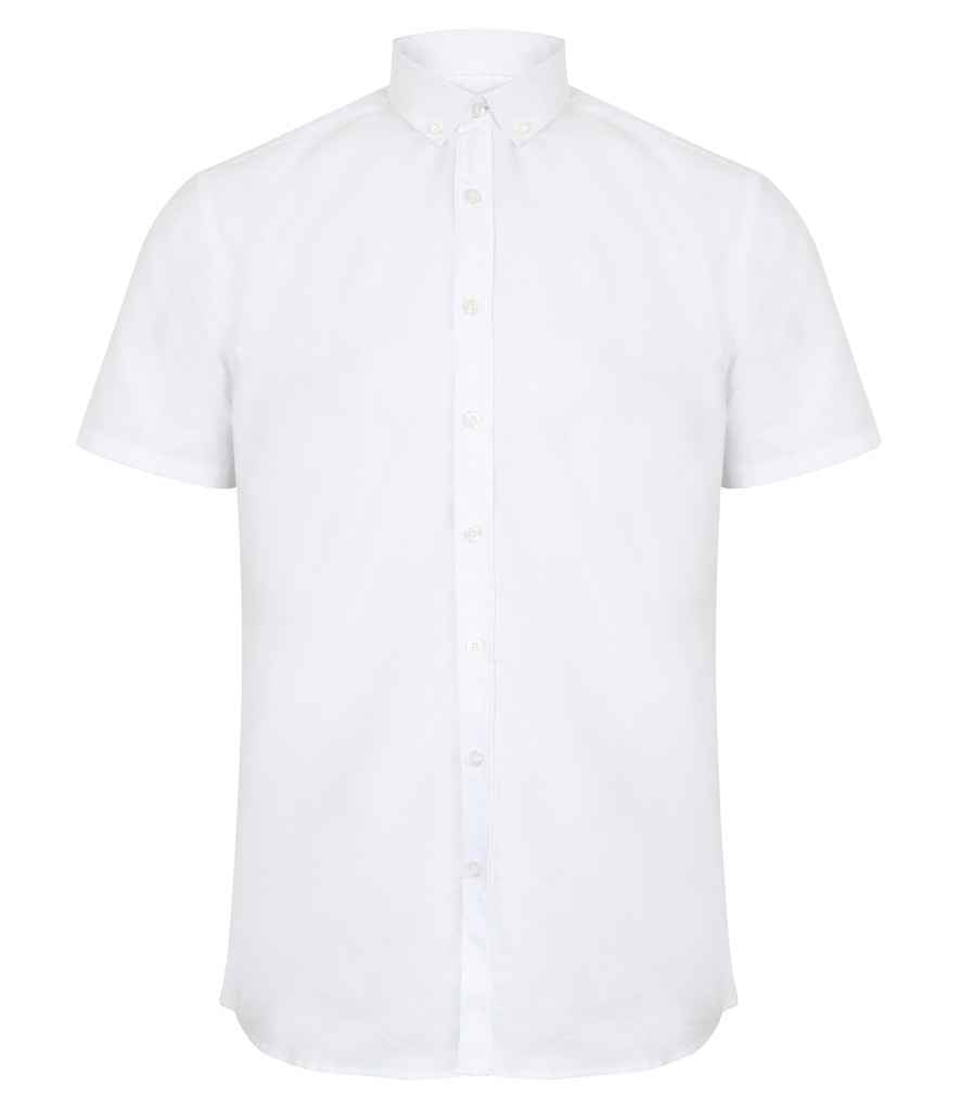 Henbury Modern Short Sleeve Regular Fit Oxford Shirt in White