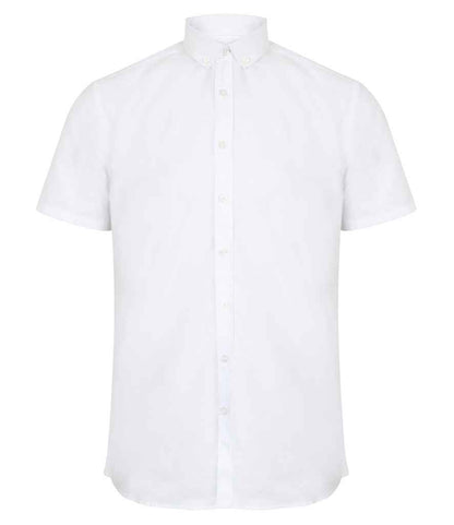 Henbury Modern Short Sleeve Regular Fit Oxford Shirt in White