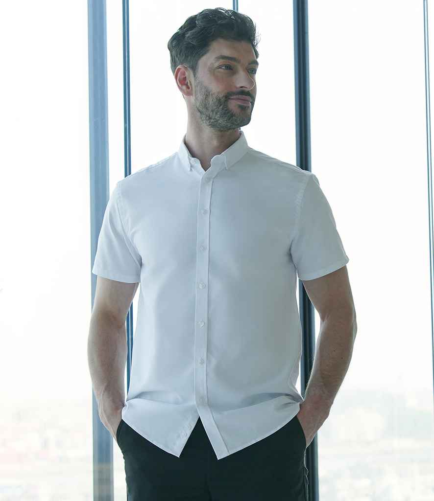 Henbury Henbury Modern Short Sleeve Regular Fit Oxford Shirt White