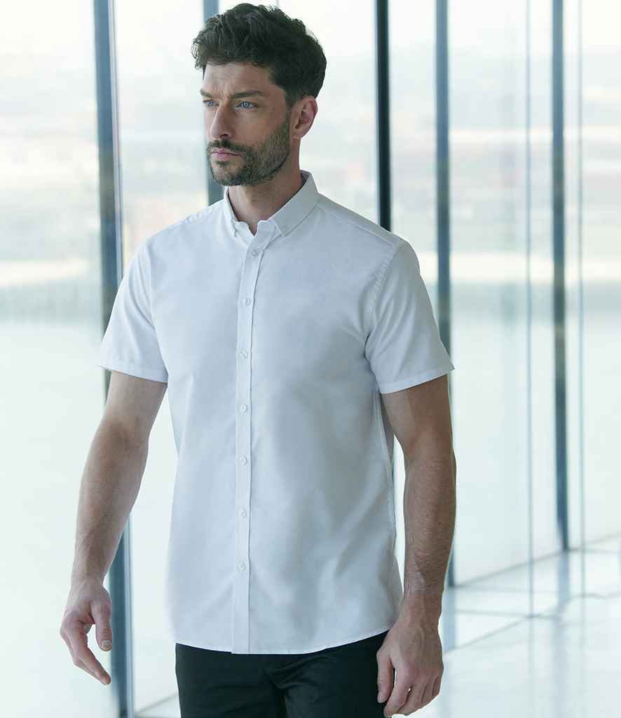 Henbury Henbury Modern Short Sleeve Regular Fit Oxford Shirt White