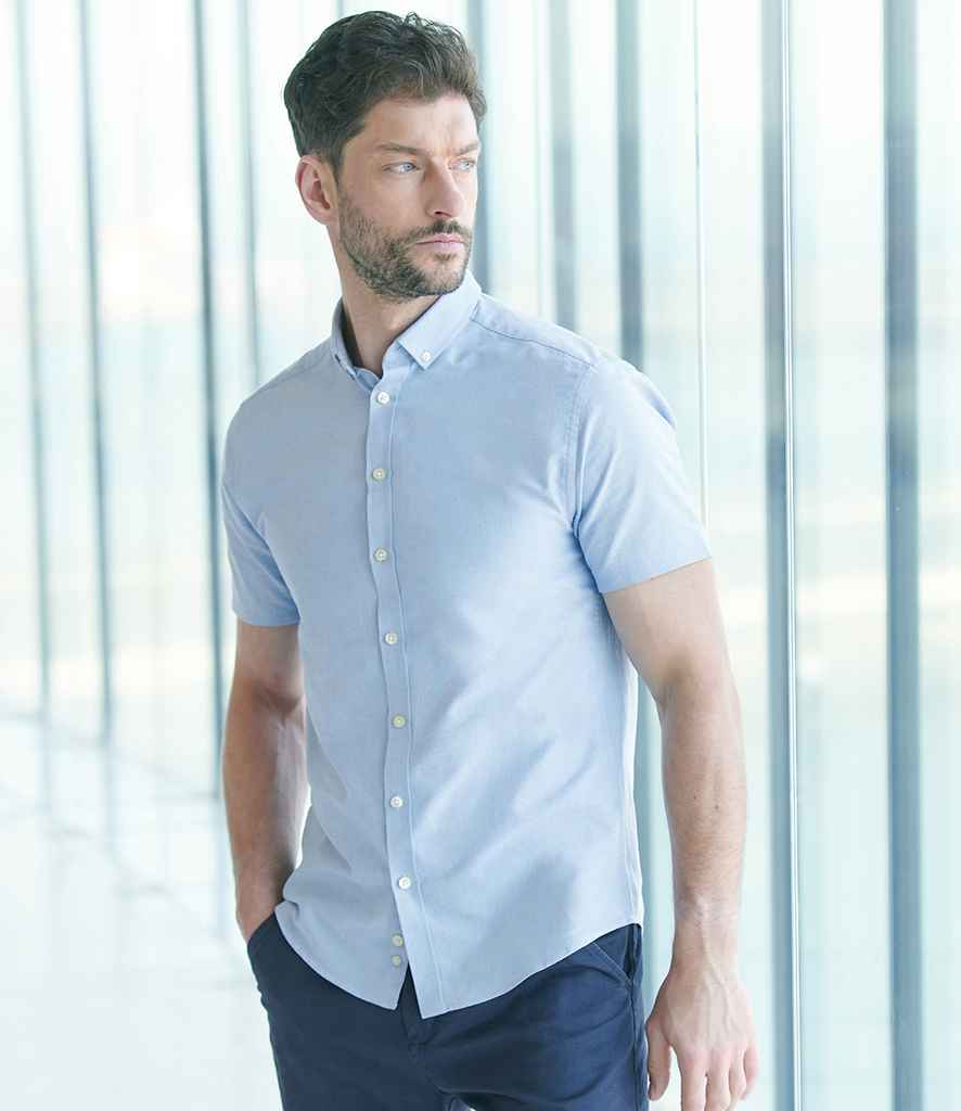Henbury Henbury Modern Short Sleeve Slim Fit Oxford Shirt