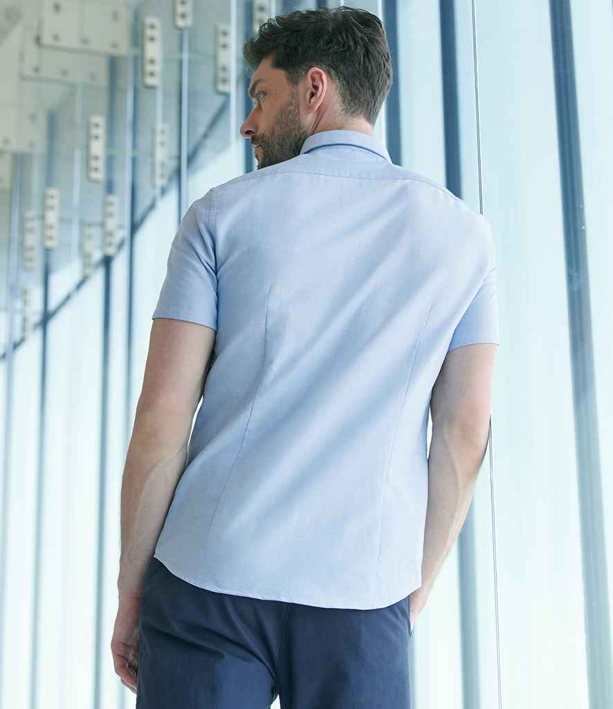 Henbury Modern Short Sleeve Slim Fit Oxford Shirt - model image