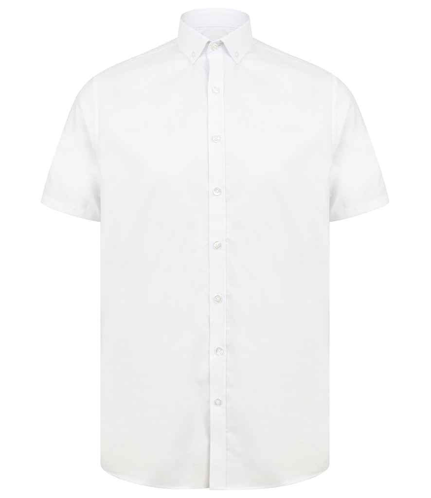 Henbury Henbury Modern Short Sleeve Slim Fit Oxford Shirt White
