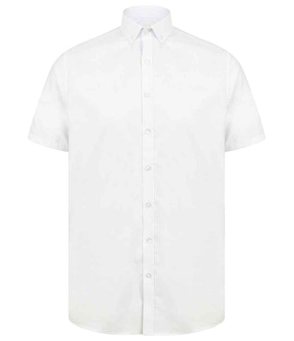 Henbury Henbury Modern Short Sleeve Slim Fit Oxford Shirt White