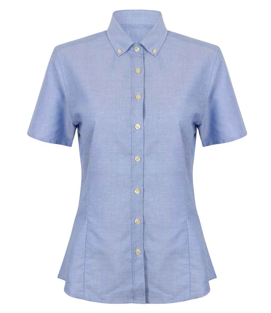 Henbury Henbury Ladies Modern Short Sleeve Regular Fit Oxford Shirt Blue