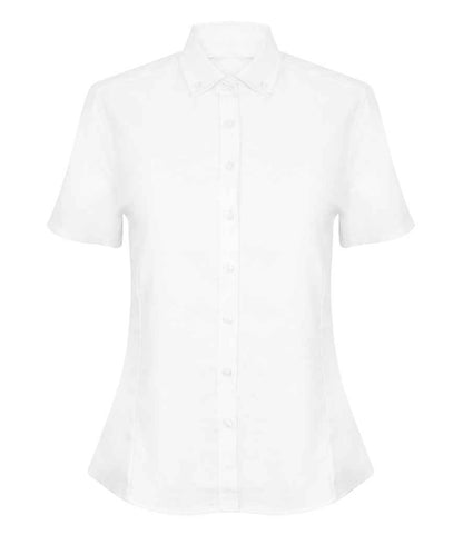 Henbury Ladies Modern Short Sleeve Regular Fit Oxford Shirt in White