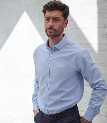Henbury Henbury Long Sleeved Cotton Feel Coolplus® Shirt Light Blue
