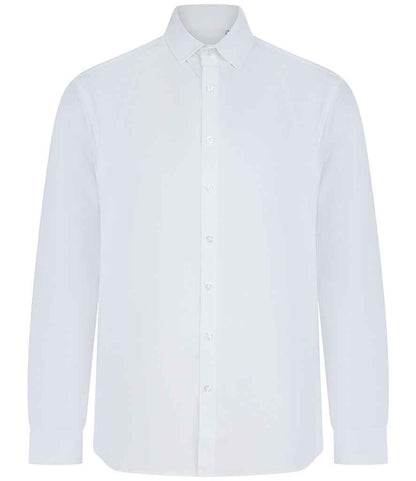 Henbury Long Sleeved Cotton Feel Coolplus® Shirt in White