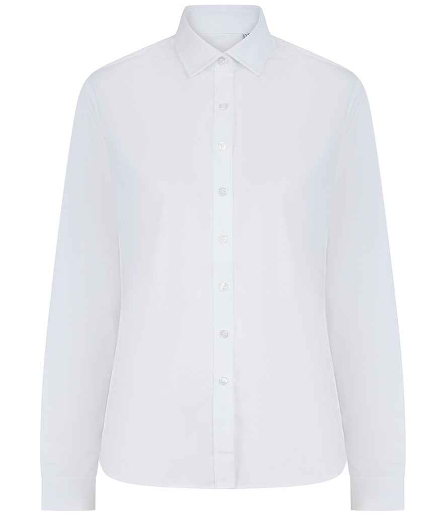 Henbury Henbury Ladies Long Sleeved Cotton Feel Coolplus® Shirt White