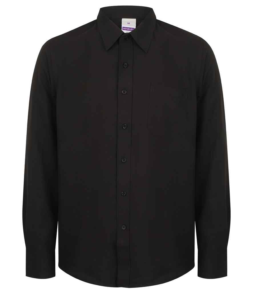 Henbury Long Sleeve Wicking Shirt in Black