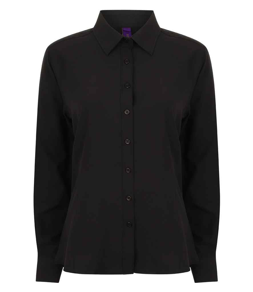 Henbury Henbury Ladies Long Sleeve Wicking Shirt Black