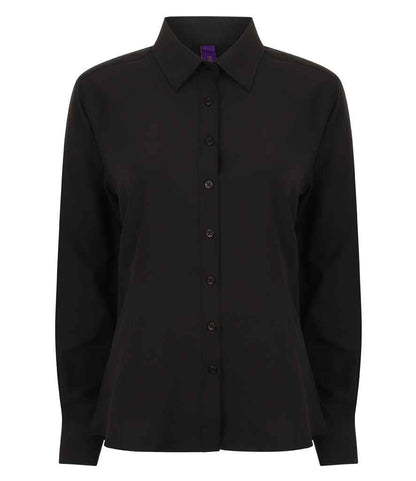 Henbury Henbury Ladies Long Sleeve Wicking Shirt Black