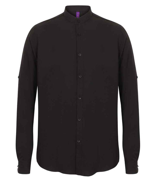Henbury Henbury Mandarin Roll Sleeve Anti-Bac Wicking Shirt