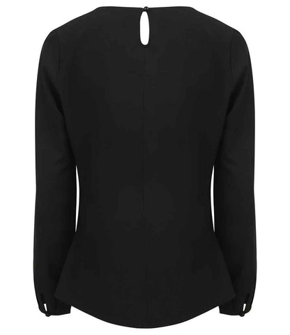 Henbury Ladies Pleat Front Long Sleeve Blouse